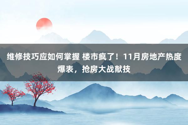 维修技巧应如何掌握 楼市疯了！11月房地产热度爆表，抢房大战献技