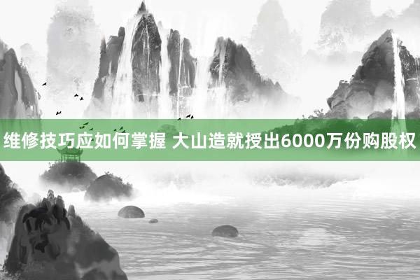 维修技巧应如何掌握 大山造就授出6000万份购股权