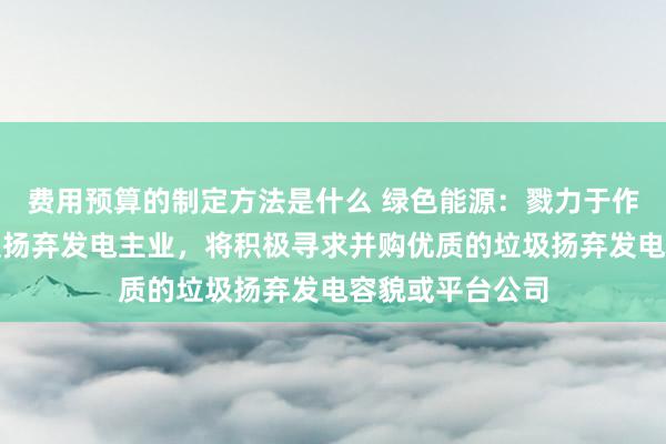 费用预算的制定方法是什么 绿色能源：戮力于作念大作念强垃圾扬弃发电主业，将积极寻求并购优质的垃圾扬弃发电容貌或平台公司