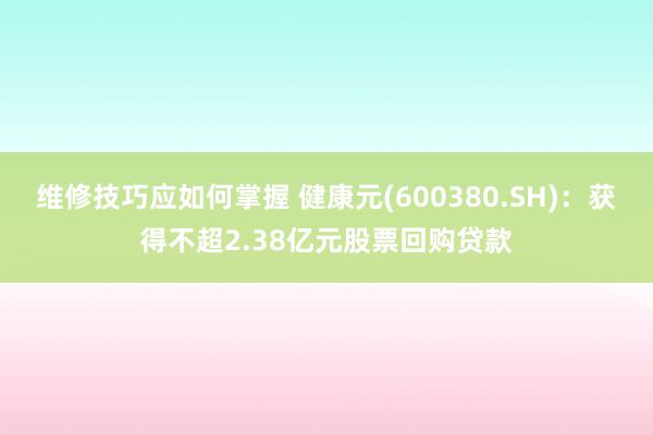 维修技巧应如何掌握 健康元(600380.SH)：获得不超2.38亿元股票回购贷款