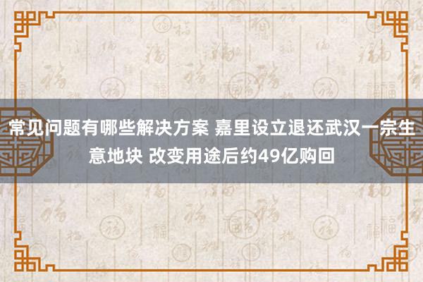 常见问题有哪些解决方案 嘉里设立退还武汉一宗生意地块 改变用途后约49亿购回