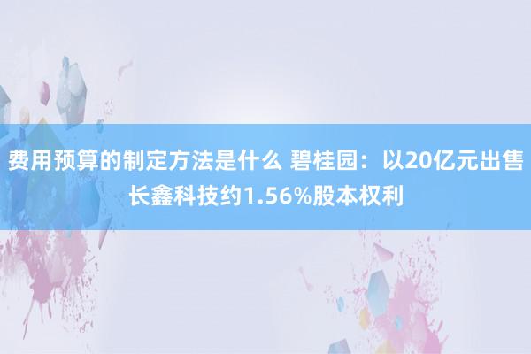 费用预算的制定方法是什么 碧桂园：以20亿元出售长鑫科技约1.56%股本权利