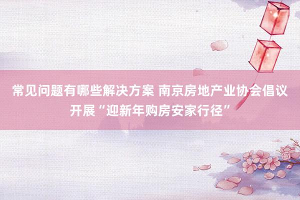 常见问题有哪些解决方案 南京房地产业协会倡议开展“迎新年购房安家行径”