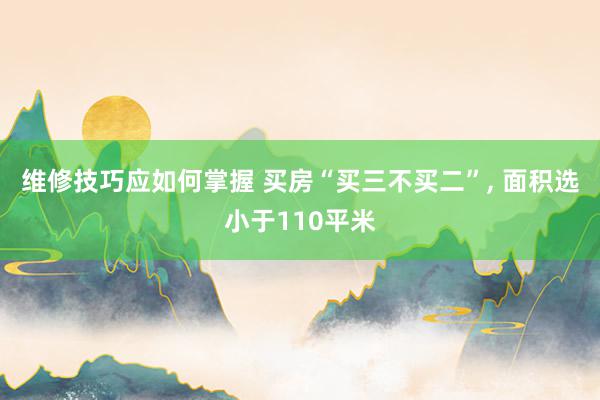 维修技巧应如何掌握 买房“买三不买二”, 面积选小于110平米