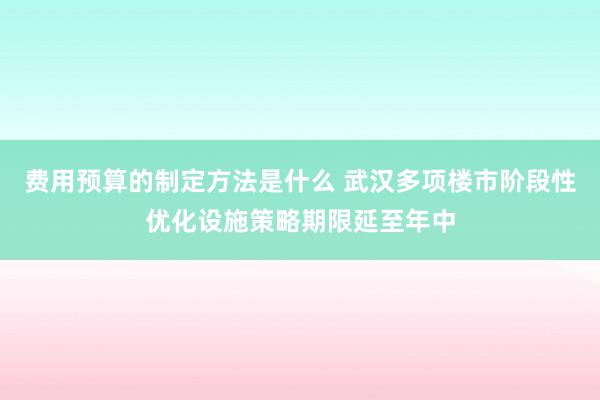 费用预算的制定方法是什么 武汉多项楼市阶段性优化设施策略期限延至年中