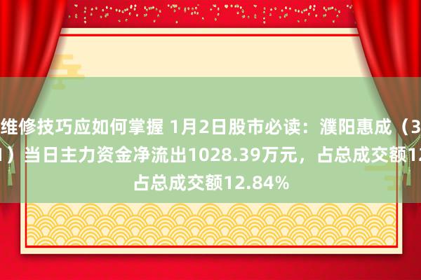 维修技巧应如何掌握 1月2日股市必读：濮阳惠成（300481）当日主力资金净流出1028.39万元，占总成交额12.84%