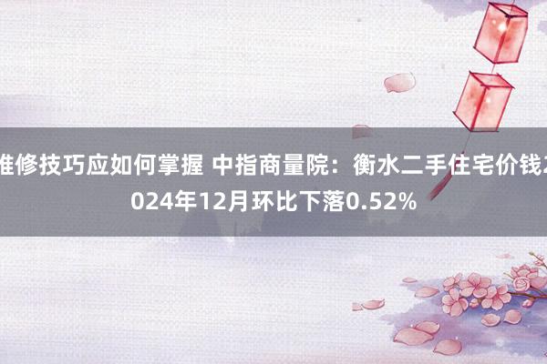 维修技巧应如何掌握 中指商量院：衡水二手住宅价钱2024年12月环比下落0.52%