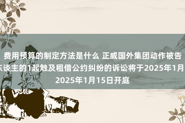 费用预算的制定方法是什么 正威国外集团动作被告/被上诉东谈主的1起触及租借公约纠纷的诉讼将于2025年1月15日开庭