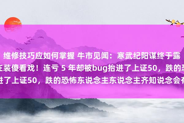 维修技巧应如何掌握 牛市见闻：寒武纪阳谋终于露陷，通盘东说念主齐在装傻看戏！连亏 5 年却被bug抬进了上证50，跌的恐怖东说念主东说念主齐知说念会有这一天