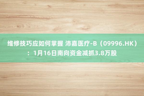 维修技巧应如何掌握 沛嘉医疗-B（09996.HK）：1月16日南向资金减抓3.8万股