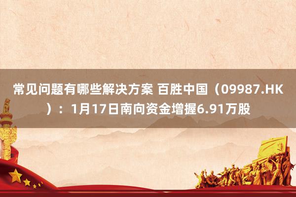 常见问题有哪些解决方案 百胜中国（09987.HK）：1月17日南向资金增握6.91万股