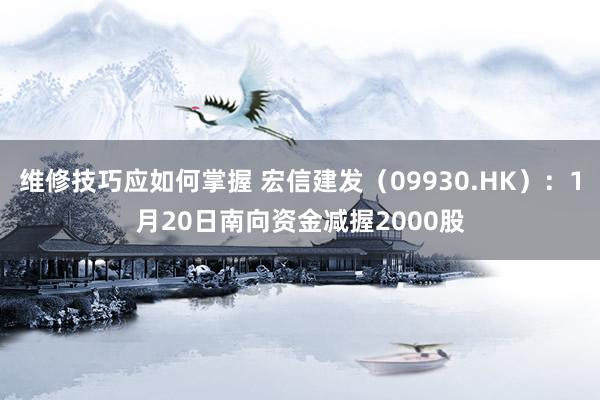 维修技巧应如何掌握 宏信建发（09930.HK）：1月20日南向资金减握2000股