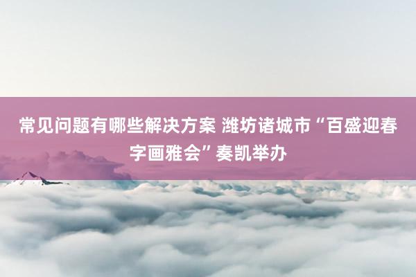 常见问题有哪些解决方案 潍坊诸城市“百盛迎春字画雅会”奏凯举办