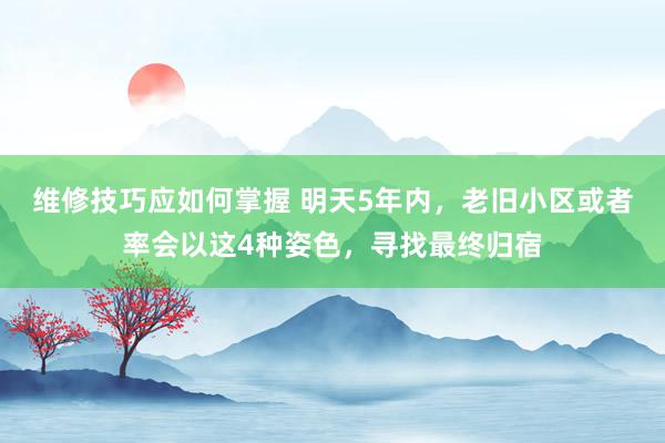 维修技巧应如何掌握 明天5年内，老旧小区或者率会以这4种姿色，寻找最终归宿