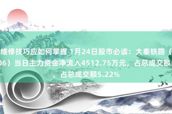 维修技巧应如何掌握 1月24日股市必读：大秦铁路（601006）当日主力资金净流入4512.75万元，占总成交额5.22%