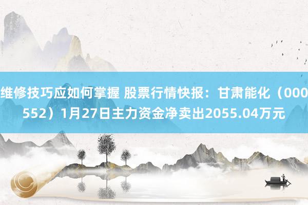 维修技巧应如何掌握 股票行情快报：甘肃能化（000552）1月27日主力资金净卖出2055.04万元