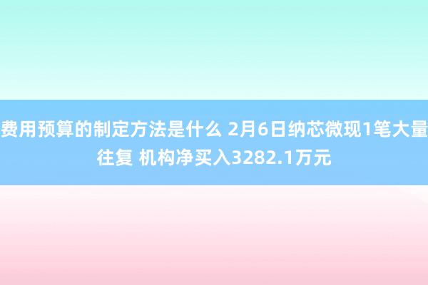 费用预算的制定方法是什么 2月6日纳芯微现1笔大量往复 机构净买入3282.1万元