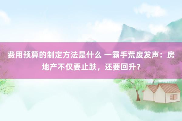 费用预算的制定方法是什么 一霸手荒废发声：房地产不仅要止跌，还要回升？