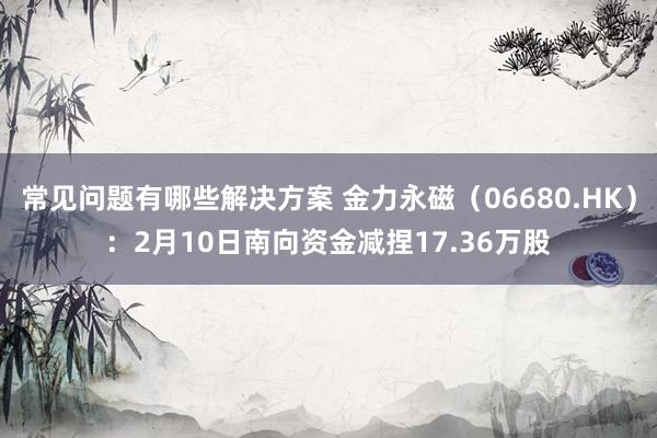 常见问题有哪些解决方案 金力永磁（06680.HK）：2月10日南向资金减捏17.36万股