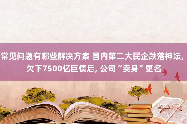 常见问题有哪些解决方案 国内第二大民企跌落神坛, 欠下7500亿巨债后, 公司“卖身”更名