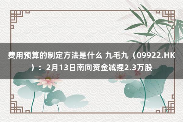 费用预算的制定方法是什么 九毛九（09922.HK）：2月13日南向资金减捏2.3万股