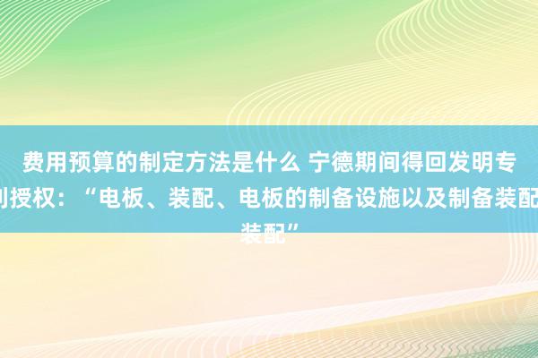 费用预算的制定方法是什么 宁德期间得回发明专利授权：“电板、装配、电板的制备设施以及制备装配”