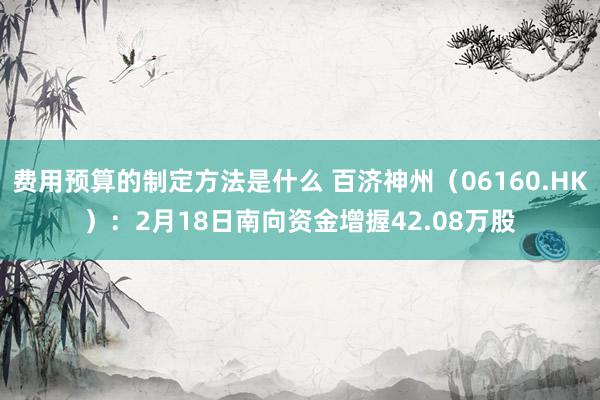 费用预算的制定方法是什么 百济神州（06160.HK）：2月18日南向资金增握42.08万股