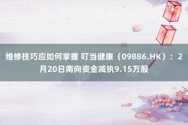 维修技巧应如何掌握 叮当健康（09886.HK）：2月20日南向资金减执9.15万股