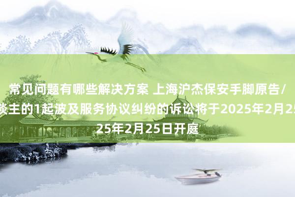 常见问题有哪些解决方案 上海沪杰保安手脚原告/上诉东谈主的1起波及服务协议纠纷的诉讼将于2025年2月25日开庭