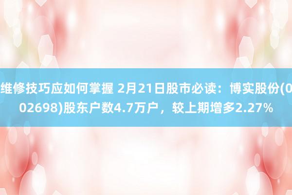 维修技巧应如何掌握 2月21日股市必读：博实股份(002698)股东户数4.7万户，较上期增多2.27%