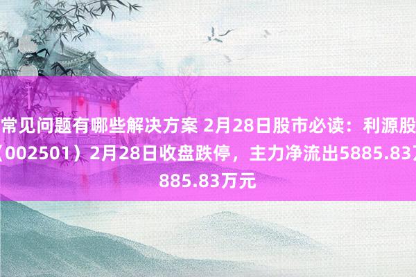 常见问题有哪些解决方案 2月28日股市必读：利源股份（002501）2月28日收盘跌停，主力净流出5885.83万元