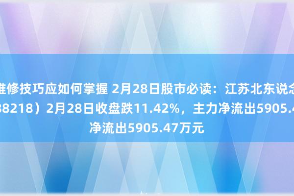 维修技巧应如何掌握 2月28日股市必读：江苏北东说念主（688218）2月28日收盘跌11.42%，主力净流出5905.47万元