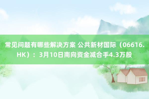 常见问题有哪些解决方案 公共新材国际（06616.HK）：3月10日南向资金减合手4.3万股